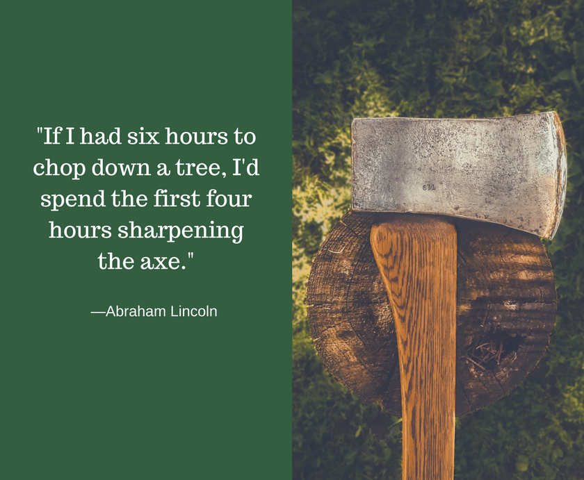 A quote by Abraham Lincoln that emphasizes the importance of planning ahead to increase efficiency. We use this quote to demonstrate the need to plan ahead for social media marketing efforts.