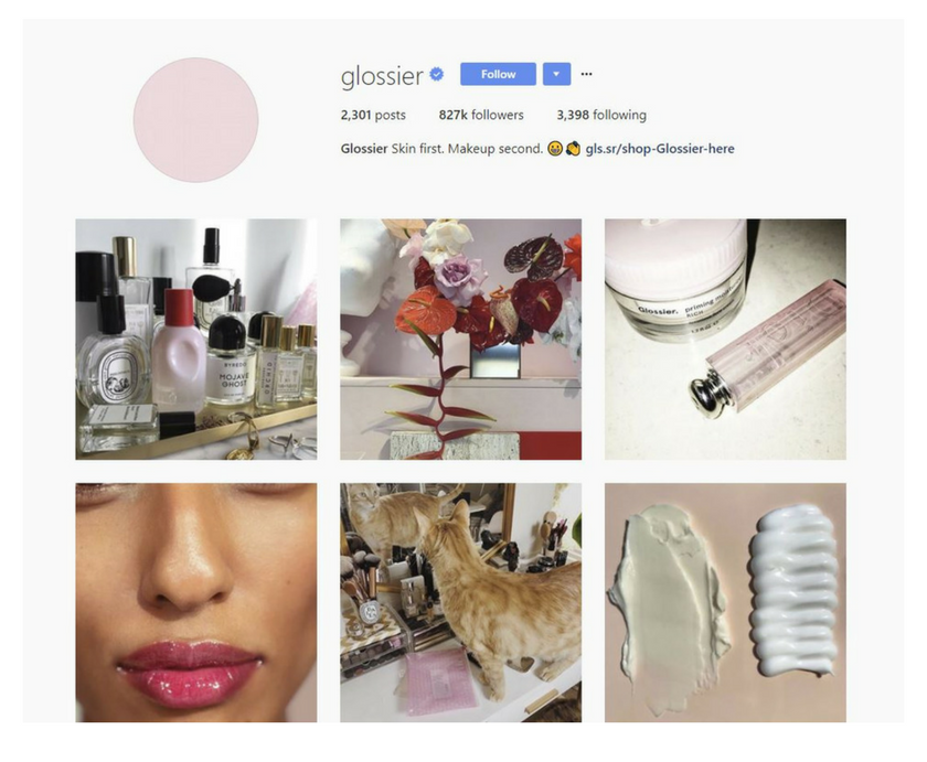 Example of User Generated Content (UGC) for Social Media Marketing. This example uses Glossier's Instagram account. 